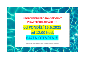 otevření bazénu